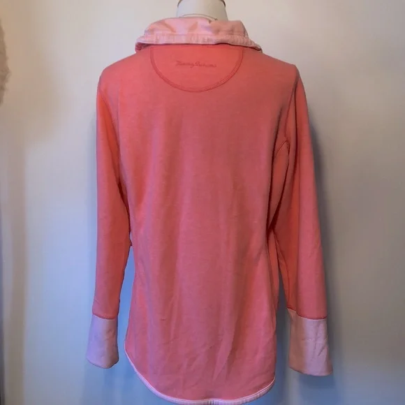 TOMMY BAHAMA Coral Pink Reversible Funnel Neck Zip Sweatshirt Jacket Top XL - Picture 7 of 13